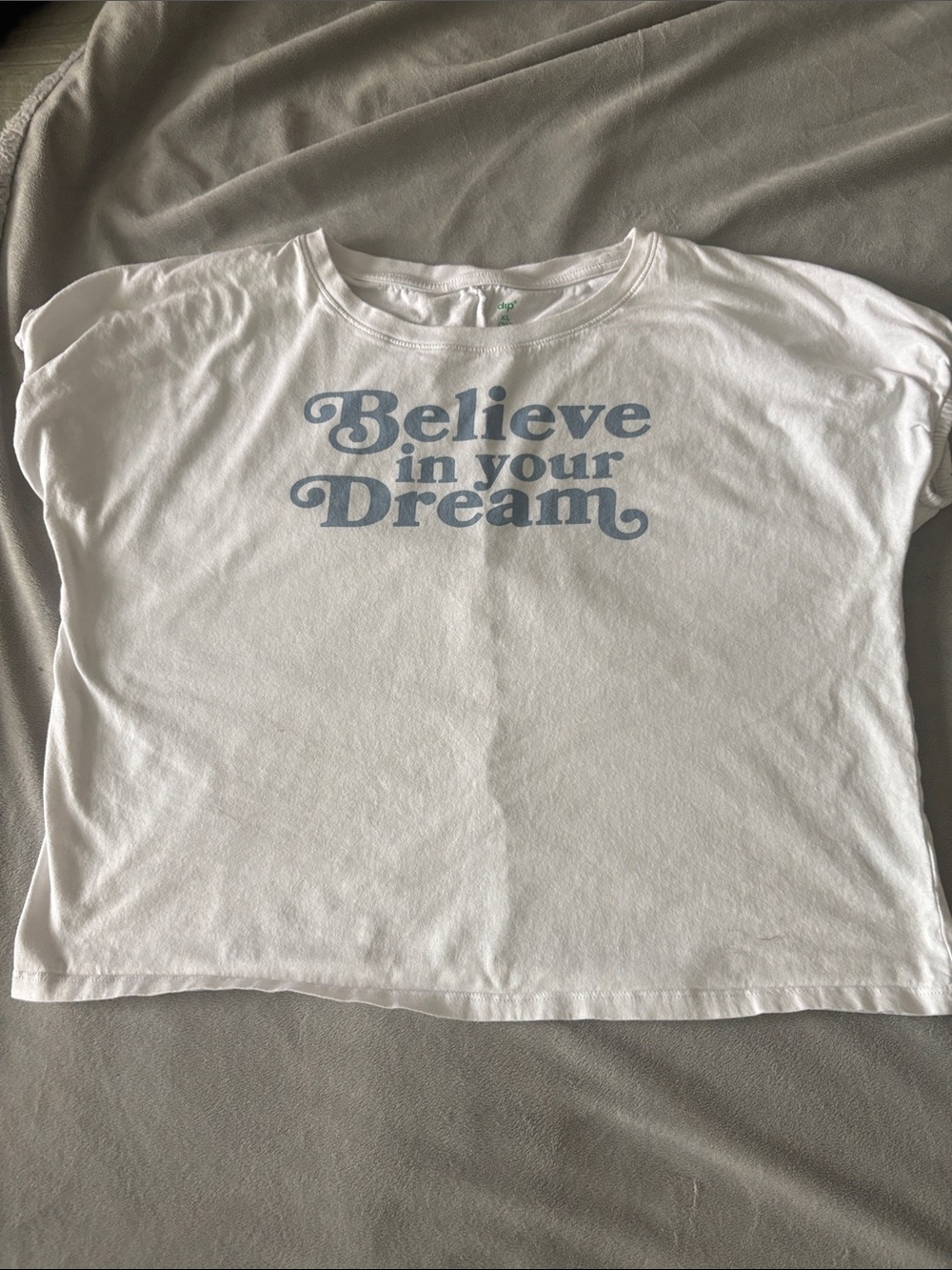 dip Kids White Tee with Light Blue 'Believe in your Dream' Graphic